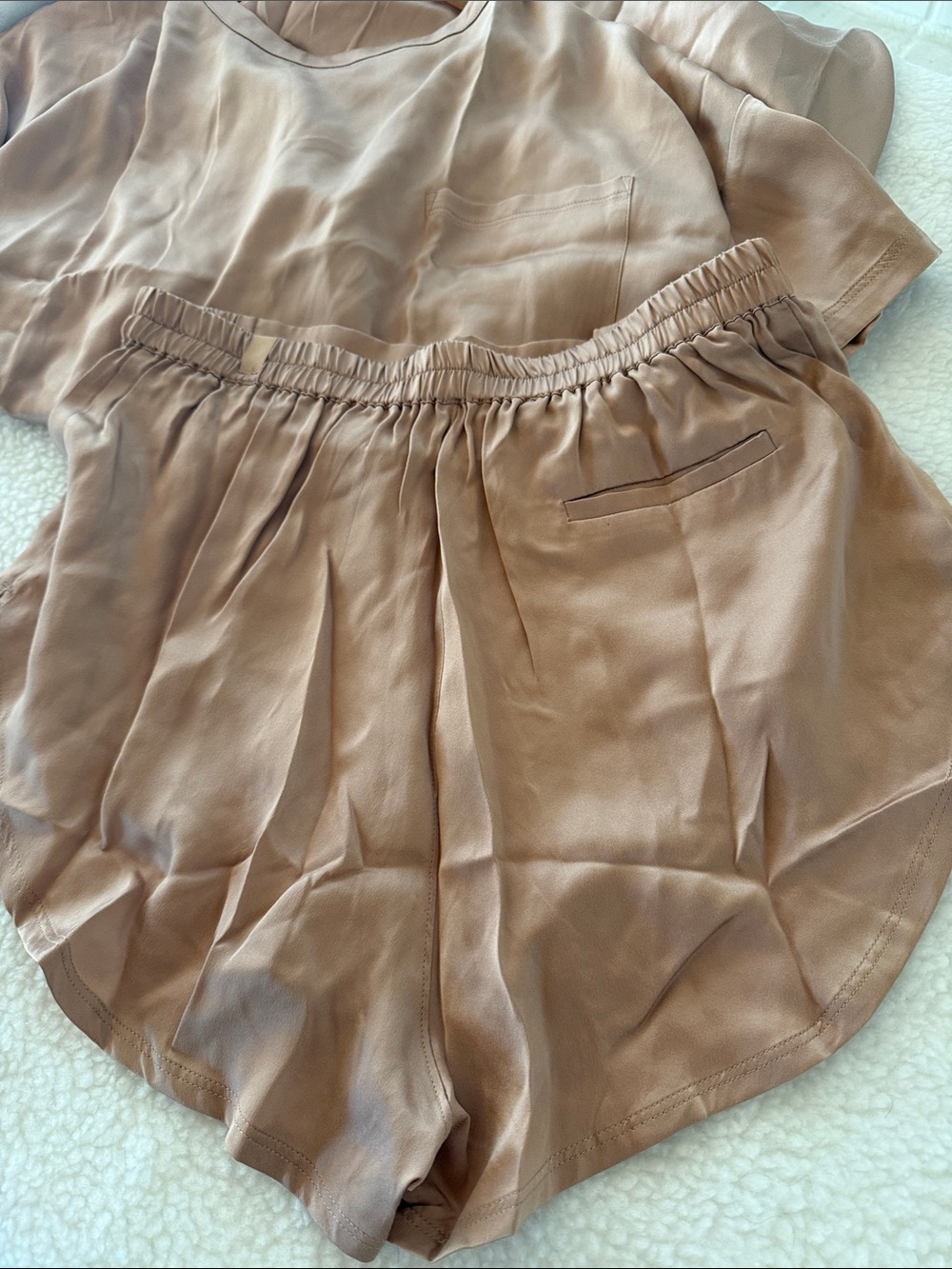 Lunya Washable Silk Short Pajama Set - Otium Tan - Picture 11 of 12